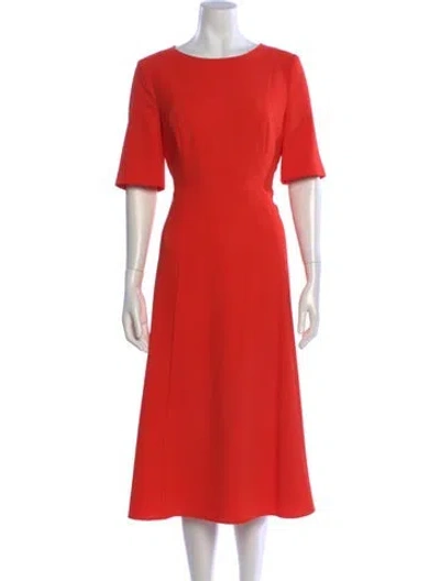 Pre-owned Lk Bennett Crew Neck Midi Length Dress In Red