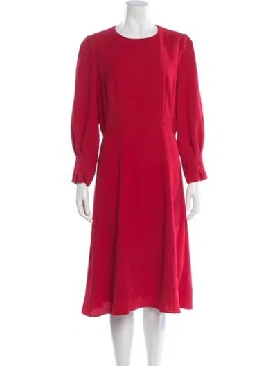 Pre-owned Lk Bennett Crew Neck Midi Length Dress In Red