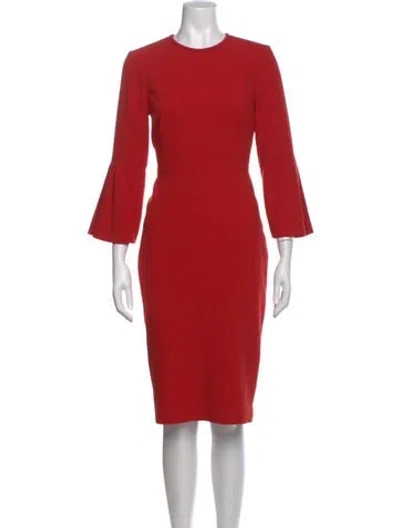 Pre-owned Lk Bennett Crew Neck Midi Length Dress In Red