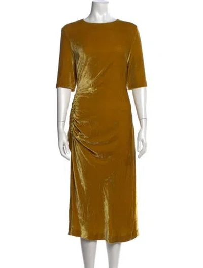 Pre-owned Lk Bennett Crew Neck Midi Length Dress In Yellow