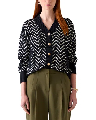 Lk Bennett Millie Metallic Fluffy Cardigan In Black