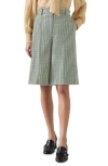 Lk Bennett Daphne Belted Houndstooth Wool Bermuda Shorts In Multi