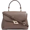 Lk Bennett Darcie Leather Top Handle Bag In Taupe