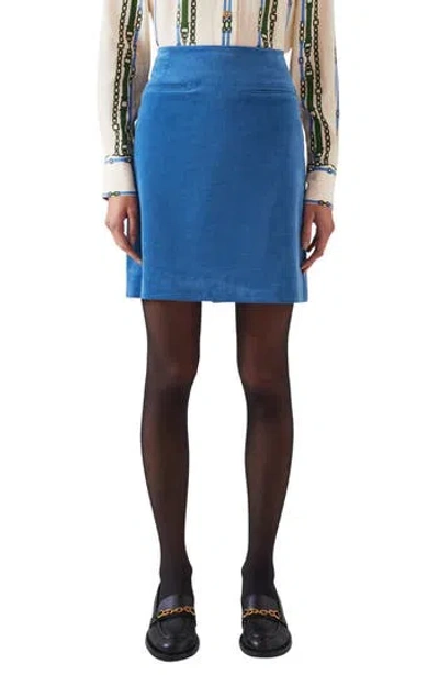 Lk Bennett Deborah High Waist Corduroy Skirt In Blue