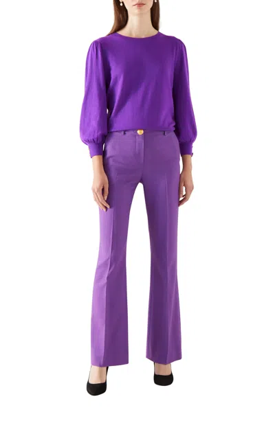Lk Bennett Diana Knitted Tops In Purple