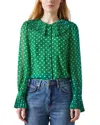 Lk Bennett Dita Polka Dot Pleat Top In Green