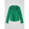 Lk Bennett Dita Polka Dot Pleat Top In Green