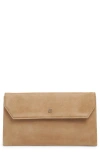Lk Bennett Dora Suede Envelope Clutch In Trench Suede