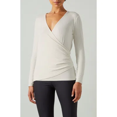 Lk Bennett Eames Surplice Jersey Top In White
