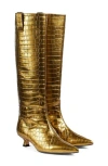 Lk Bennett Eden Kitten Heel Boot In Gold