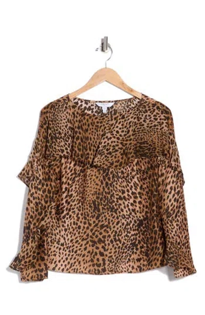 Lk Bennett Edith Frill Top In Natural Multi