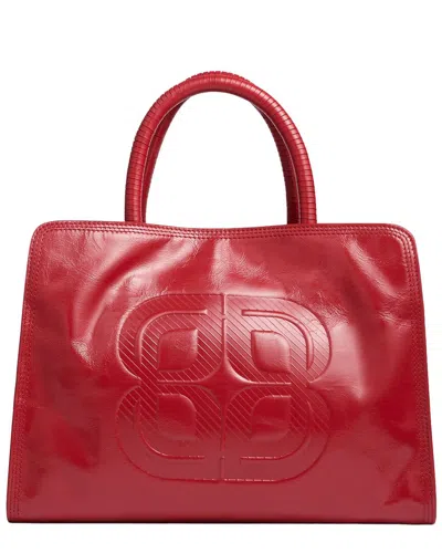 Lk Bennett Ella Embossed Patent Tote In Red