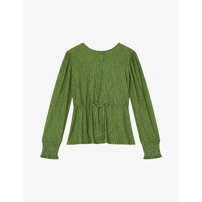 Lk Bennett Womens Mul-green Ellie Chain-print Stretch-jersey Top