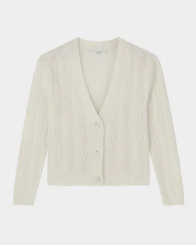 Lk Bennett Elodie Pointelle-knit Wool Cardigan In Cre-cream