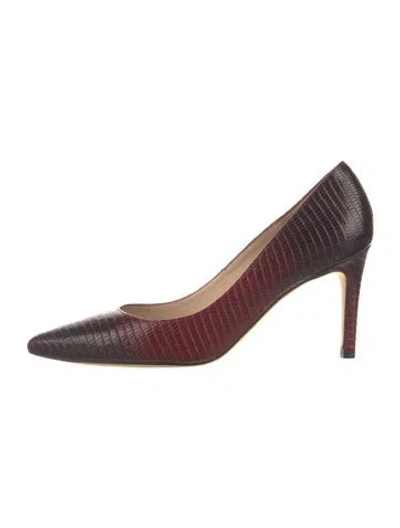 Pre-owned Lk Bennett Embossed Leather Animal Print Pumps In Red