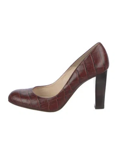 Pre-owned Lk Bennett Embossed Leather Patterned Pumps In Red