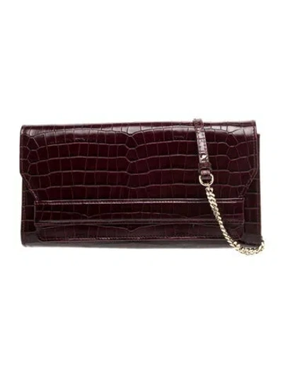 Pre-owned Lk Bennett Embossed Leather Shoulder Bag In Burgundy