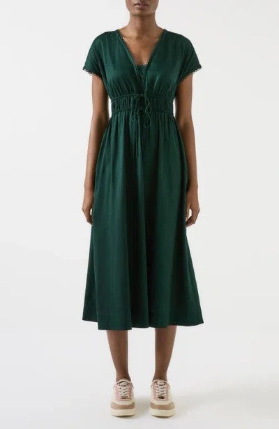 Lk Bennett Emi Scallop Trim Cotton Dress In Green