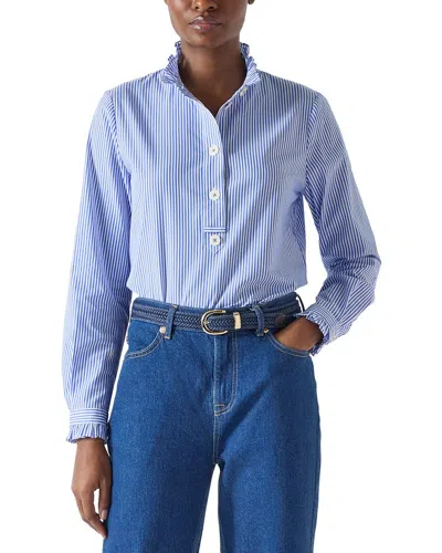 Lk Bennett Emile Woven Top In Blue