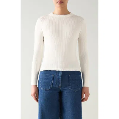 Lk Bennett Emilia Rib Knit Top In White