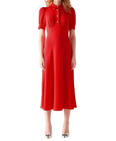 Lk Bennett Emma Scallop Collar Tea Dress In Salsa Red