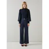 Lk Bennett Erica Spring Navy Mixed Media Knitted Top