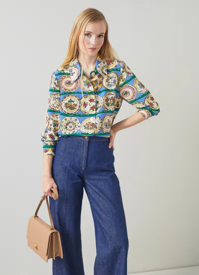 Lk Bennett Erica Woven Tops In Multi