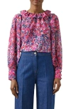 Lk Bennett Womens Blu-vy Erin Floral-print Recycled-polyester Top In Pink Multi