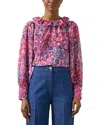 Lk Bennett Womens Blu-vy Erin Floral-print Recycled-polyester Top In Pink