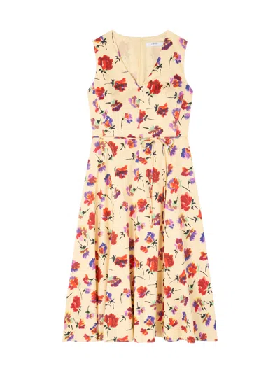 Lk Bennett Esme Viscose Spot Print Fit & Flare Collared Dress In Green