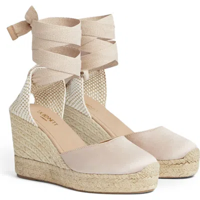 Lk Bennett Esmerelda Ankle Wrap Wedge Sandal In Natural