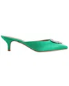 Lk Bennett Womens Gre-green Estella Crystal Heart-brooch Satin Mules