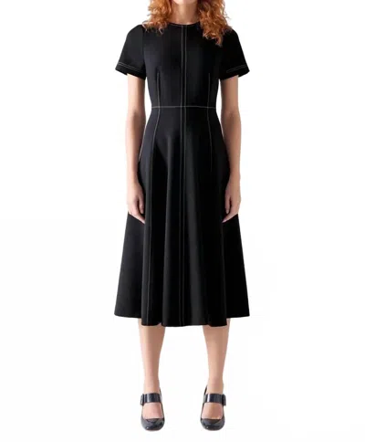 Lk Bennett Eugine Topstitch Midi Dress In Navy In Black