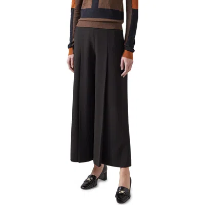 Lk Bennett Eva Pleated Crop Wide Leg Pants In Black