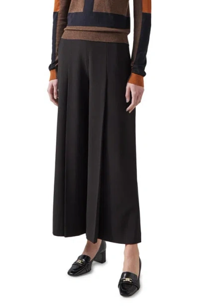 Lk Bennett Eva Pleated Crop Wide Leg Pants In Black