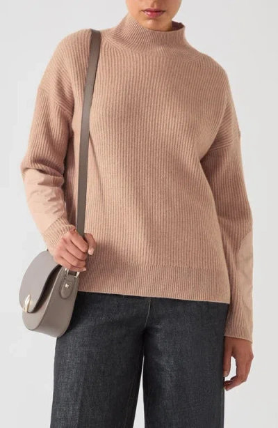 Lk Bennett Everly Mock Neck Utility Sweater In Brown