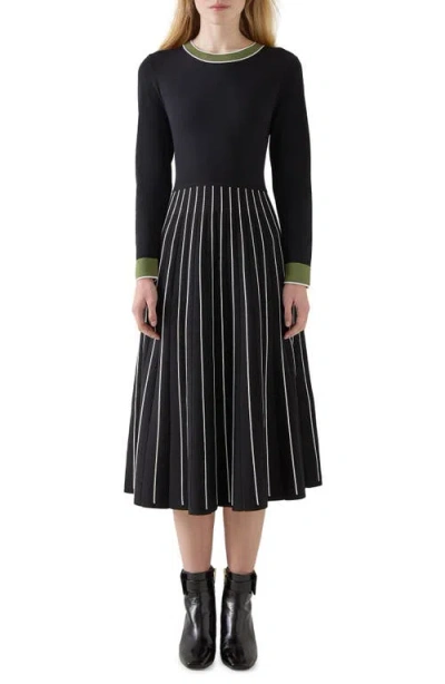 Lk Bennett Fara Long Sleeve Sweater Dress In Black Multi