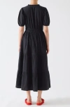 Lk Bennett Felicity Short Sleeve Gathered Cotton Midi Dress In Spring Navy