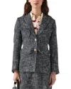 Lk Bennett Womens Finch Tweed-textured Cotton-blend Blazer Mul-indigo In Blue