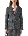 Lk Bennett Womens Finch Tweed-textured Cotton-blend Blazer Mul-indigo In Blue