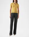 Lk Bennett Fiona Embroidered Knit Polo Top In Yellow