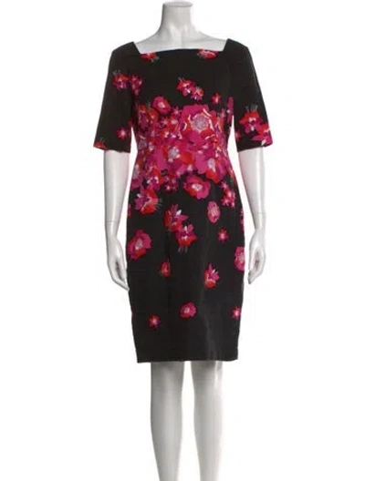 Pre-owned Lk Bennett Floral Print Knee-length Dress In Black