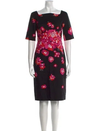 Pre-owned Lk Bennett Floral Print Knee-length Dress In Black