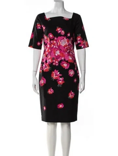 Pre-owned Lk Bennett Floral Print Knee-length Dress In Black