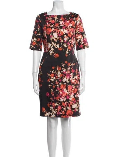 Pre-owned Lk Bennett Floral Print Knee-length Dress In Black