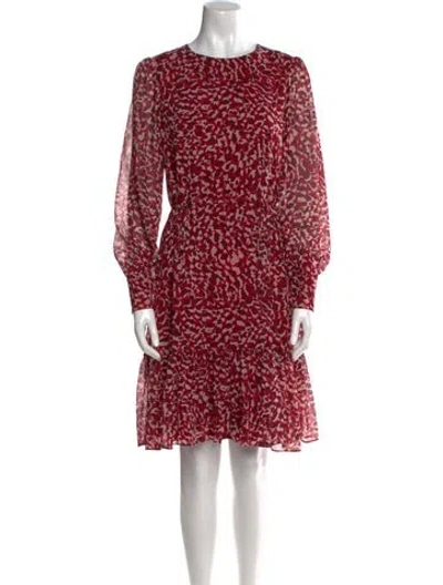 Pre-owned Lk Bennett Floral Print Knee-length Dress In Burgundy