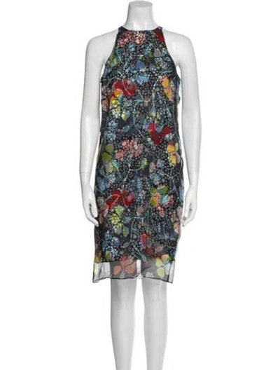 Pre-owned Lk Bennett Floral Print Knee-length Dress In Gray