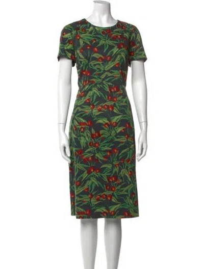 Pre-owned Lk Bennett Floral Print Knee-length Dress In Green