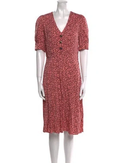 Pre-owned Lk Bennett Floral Print Knee-length Dress In Pink