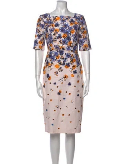 Pre-owned Lk Bennett Floral Print Knee-length Dress In Pink